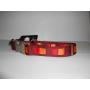 collier r�glable 25/45-65 nylon, pour chien, coloris bordeau � carr�s rouge et orange