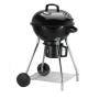 BARBECUE CHARBON DE BOIS SUR ROUES CHARIOT AVEC 1 TABLETTE CAPOT ROND NOIR