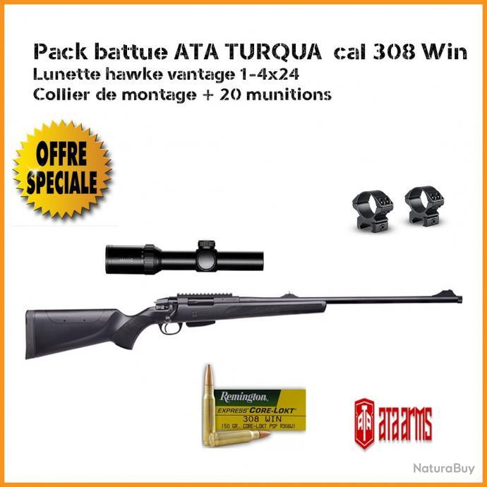 Pack battue ATA TURQUA NOIRE BUSC RÉGLABLE CAL 308 WIN lunette hawke