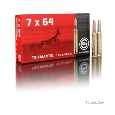 MUNTITIONS GECO CAL 7x64 SOFT POINT 10 7G 165GR PAR 60 Balles Calibre