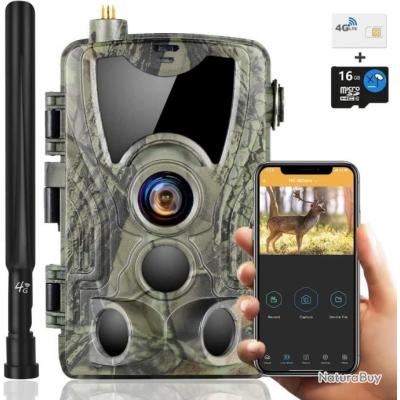 Caméra de Chasse 30MP 2K Vidéo Vision Nocturne Carte SIM Vidéo 940nm