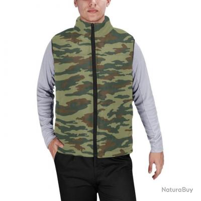 Gilet Matelass Doudoune Sans Manches Avec Col Montant Camouflage Russe