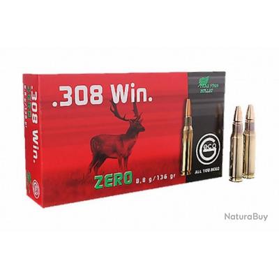 Munition Geco 308 Win Zero 8 8g 136gr X1 Boite Balles Calibre 308