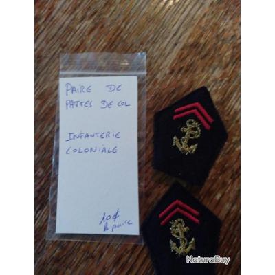 Paire De Pattes De Col Infanterie Coloniale Insignes De Beret