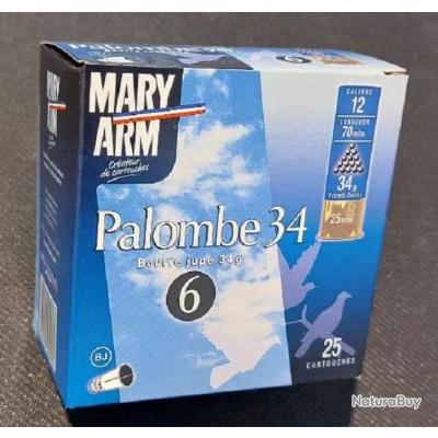 Cartouches MARY ARM PALOMBE 34 Cal 12 70 34gr N6 BJ X25 Cartouches