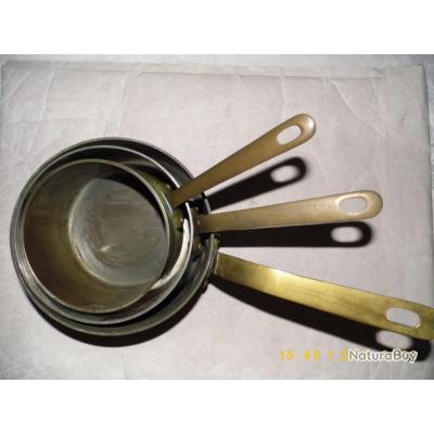 Set De Anciennes Casseroles En Cuivre Massif Etame Po Les Et