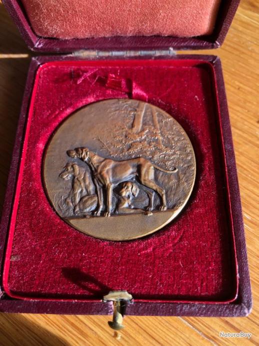 Médaille Ancienne en Bronze Société Canine du Midi et sa boîte