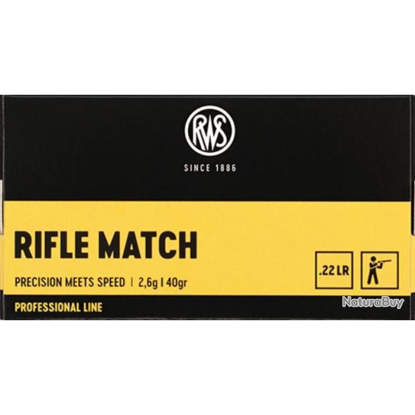 Cartouches Cal 22lr RWS RIFLE MATCH 500 Munitions Balles 22LR