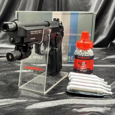 Pack laser prêt à tirer PISTOLET BERETTA M9A3 FM NOIR CO2 CAL BB