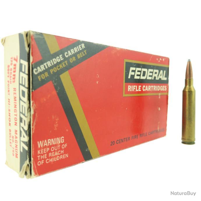 Munitions 7mm Remington Magnum 175gr Soft Point Hi Shok Federal X20