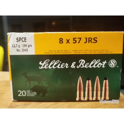 BOITE DE 15 MUNITIONS SELLIER ET BELLOT CAL 8X57JRS OGIVE SPCE 12 7g