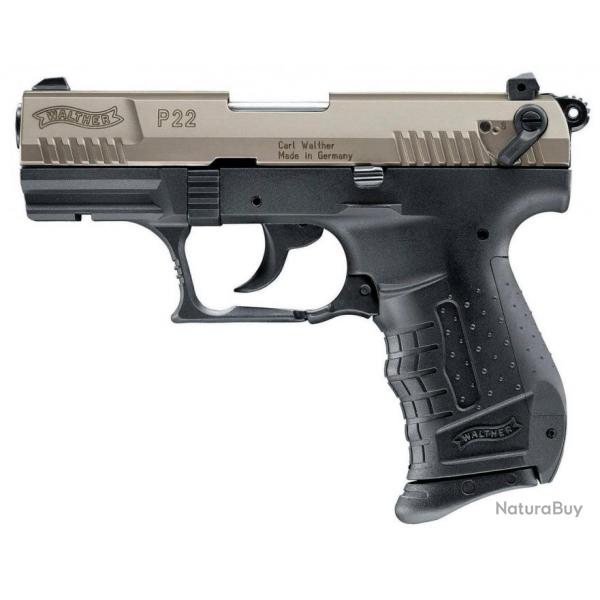 Pistolet 9 mm  blanc Walther P22 bicolore