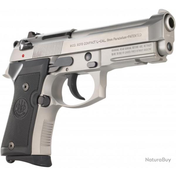 Pistolet Beretta M9A1 92FS compact inox - Calibre 9mm Para 13 coups 