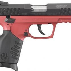 Pistolet Ruger SR22PB Calibre .22LR 3.5" 10+1 Poignée cadre rouge titanium cerakote