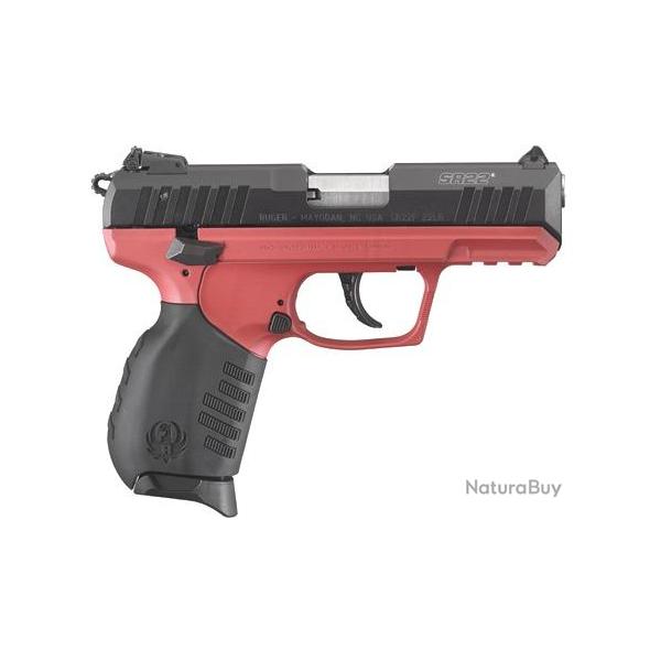 Pistolet Ruger SR22PB Calibre .22LR 3.5" 10+1 Poigne cadre rouge titanium cerakote