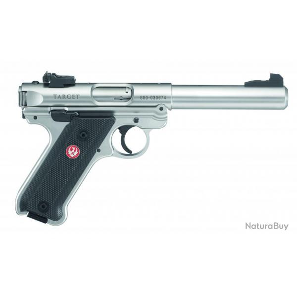 Pistolet Ruger Mark IV Target cal .22LR 5.1/2" 10 coups Couleur Inox Canon filet