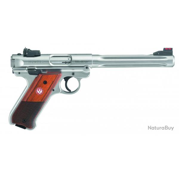 Pistolet Inox Ruger Mark IV calibre .22LR canon 6.88" 10 coups - Hunter Flute