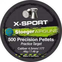 Boite de 500 plombs  Stoeger x-sport 4,5mm - 0,48g plate