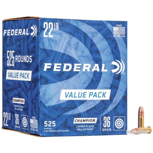 Cartouche Federal Cal.22lr 36gr hv copper plated hp "champion"