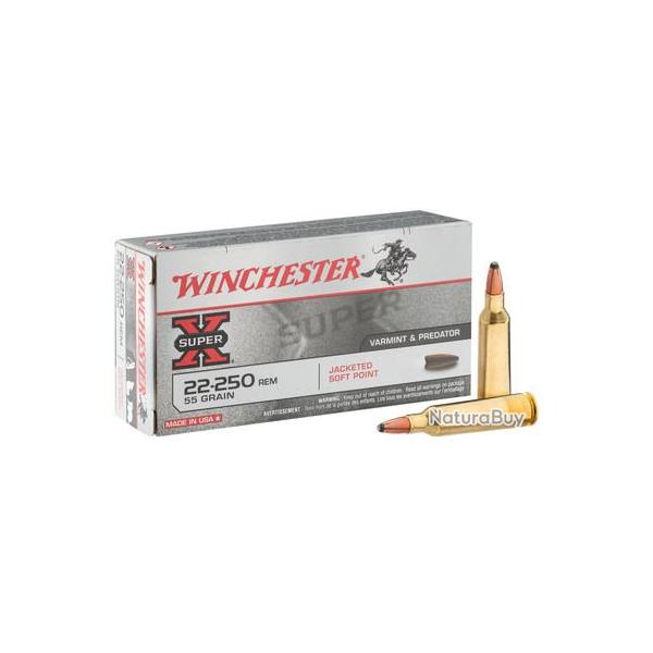 Munition grande chasse Winchester Cal. 22-250 REM Balle Pointed Soft Point