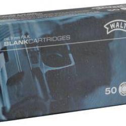Boîte de 50 cartouches cal. 9 mm PAK à blanc - Walther