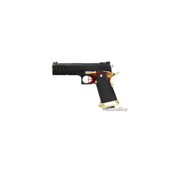 Rplique pistolet HX2002 Full Black and Gold gaz GBB - AW Custom