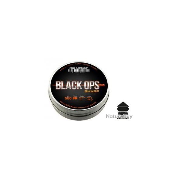 Bote de 500 plombs Black Ops Sharp  tte pointue cal. 4.5 mm 