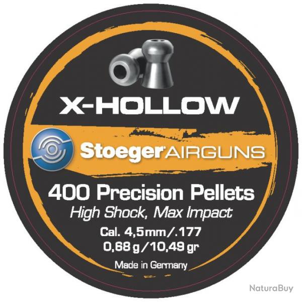 Boite de 400 plombs Stoeger X-hollow 4.5mm 0.68g