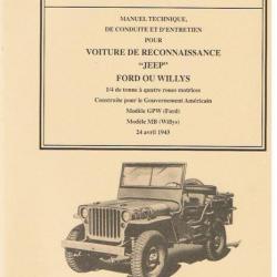 manuel technique 10-1349 de la Jeep Willys MB / Ford GPW du 24 avril 1943 ( militaria ww2 )