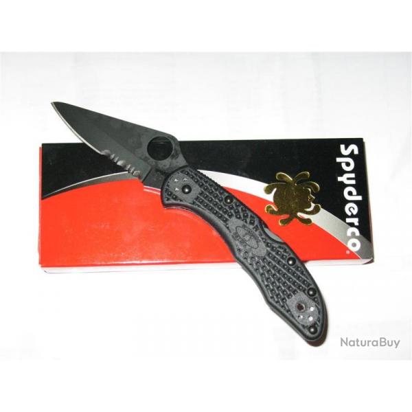 Couteau sc11psbbk Spyderco Delica 4 / All Black VG10 Japan