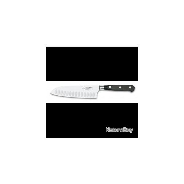 COUTEAU TYPE SANTOKU LAME ALVEOLEE