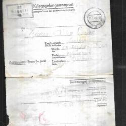 courrier kriegsgefangenenpost , prisonnier de guerre kg 1943