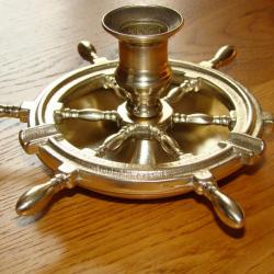 SUPERBE BOUGEOIR DE MARINE EN LAITON ...IMITANT LA  BARRE D'UN NAVIRE, BEL OBJET D'ART ET DECO