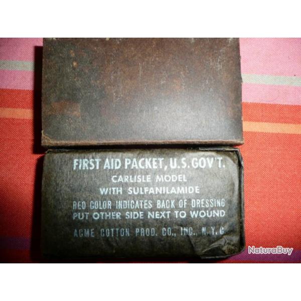 Pansement US  FIRST AID PACKET ( militaria 100% ORIGINAL WW2 )