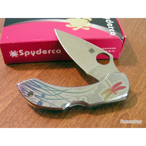 Couteau SPYDERCO Stainless DRAGONFLY TATTOO SC28PT Manche mtal