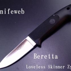 Couteau de Chasse Beretta Loveless Lame Acier AUS-6 Manche Zytel Etui Cuir Made In USA BE79178