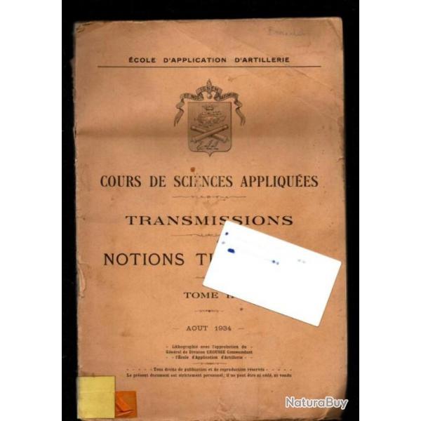 cours de sciences appliques transmissionsnotions thoriques tome II aout 1934