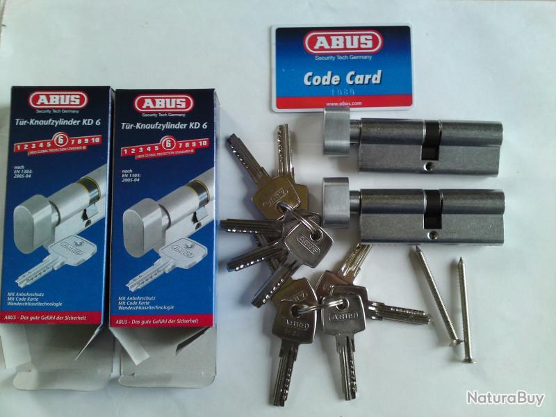 Lot de 4 cylindres à bouton KD 60 mm 30//30 à fermeture identique avec 20 clés