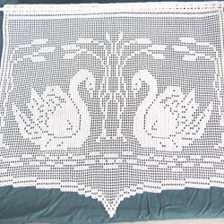 Rideau brise-vue  Duo de Cygnes Blancs Crochet en coton.