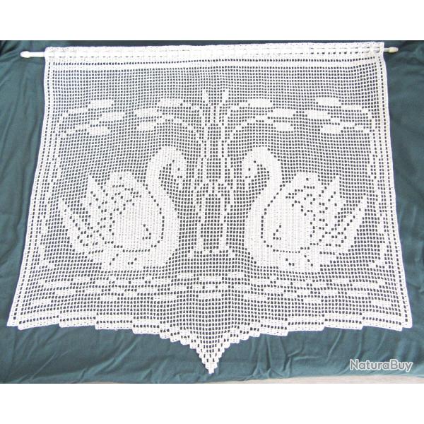 Rideau brise-vue  Duo de Cygnes Blancs Crochet en coton.