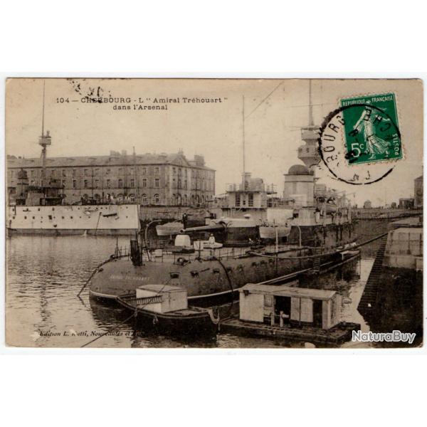 CPA - Marine Militaire  "CHERBOURG - L "Amiral Trehouart " dans l'Arsenal   -N1199