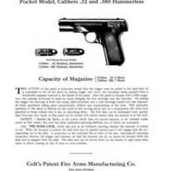 Colt 32 & 380  Automatic pistol  manuel pdf