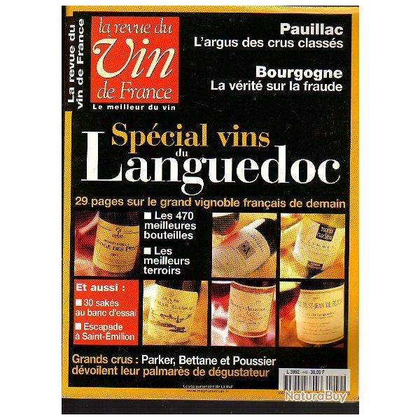la revue du vin de france . spcial vins du languedoc. saks , saint-milion.