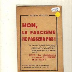 Non,le fascisme ne passera pas. de jacques duclos