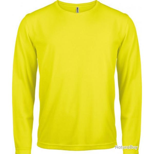 T-shirt  sechage rapide manches longues homme jaune fluo