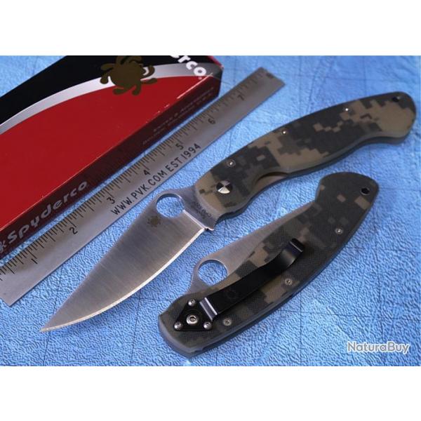 Couteau sc36gpcmo Spyderco Military Digital Camo Handle acier CPM-S30V