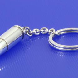 porte cl&eacute;s cartouche 9mm en argent.