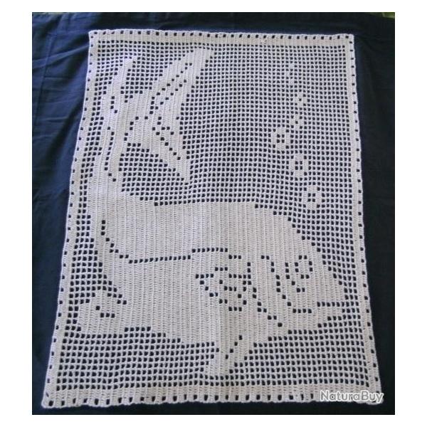 Napperon  Poisson du Pcheur Saumon . Crochet filet . Linge table