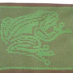 Grenouille Verte Napperon crochet filet en coton vert. Linge de table, décoration textile.