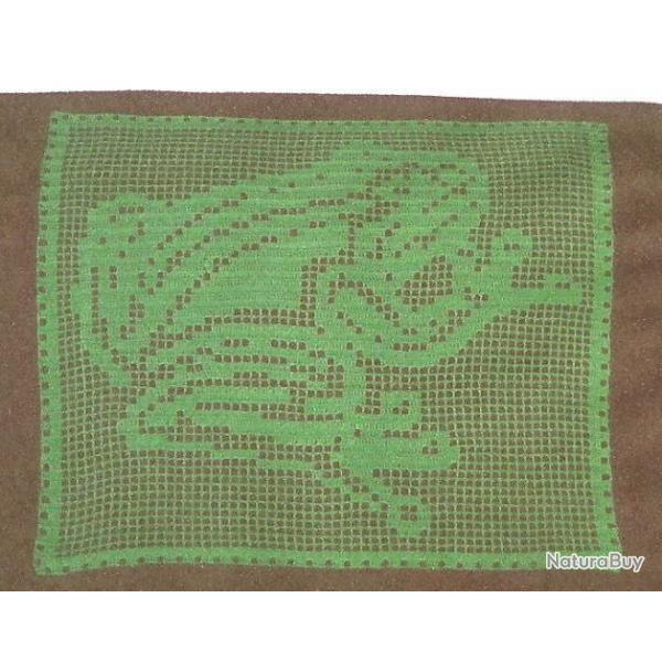 Grenouille Verte Napperon crochet filet en coton vert. Linge de table, dcoration textile.